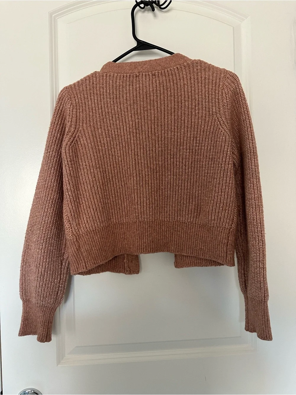 Dusty Pink Cropped V-Neck Button Cardigan Sweater